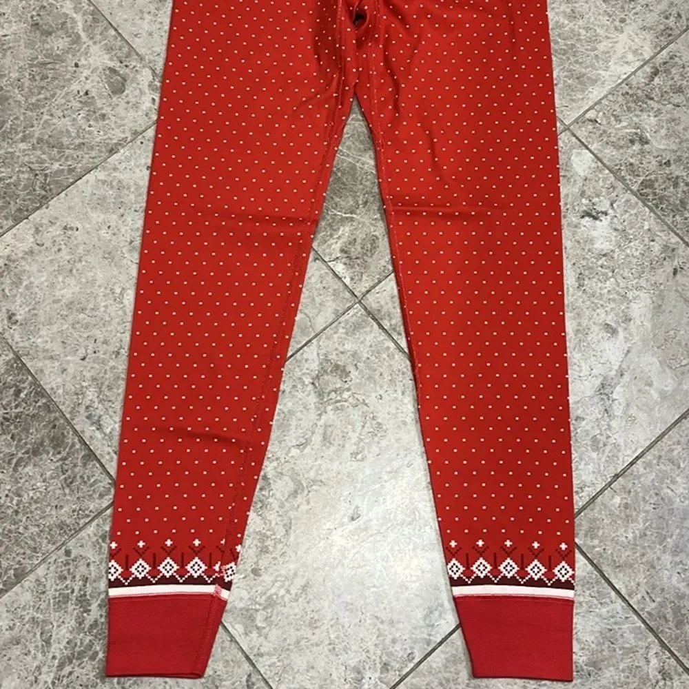 Hanna Andersson Heritage Fair Isle Red Long John PJ Pajama Pant Medium